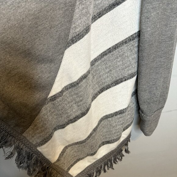 Anthropologie Saturday Sunday Cardigan Medium Gray Grey Fringe Striped - Picture 6 of 7